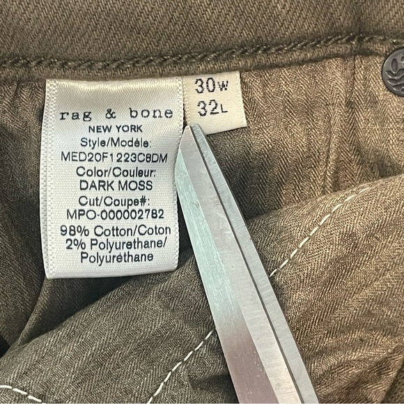 Rag and Bone Fit 2 Slim Fit Men’s Jeans Dark Moss Size 30x32 - Picture 10 of 16